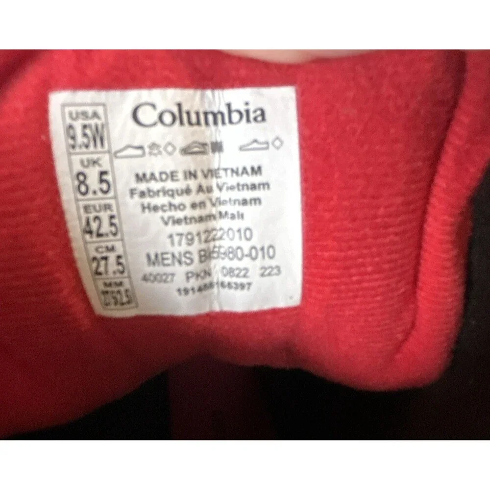 Columbia Bugaboot III Men's Waterproof Winter Boots Black Red Size 9.5 Wide 9.5W